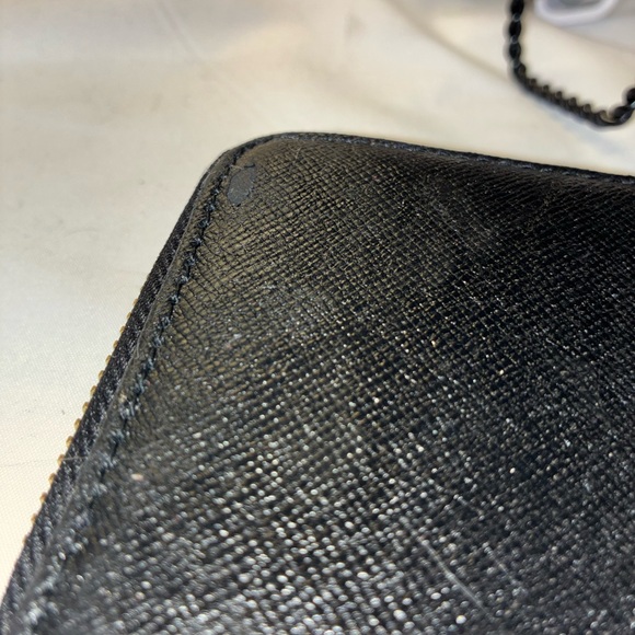 Tory Burch Black Saffiano Zip Wallet with Gold Logo Accent - Picture 7 of 9